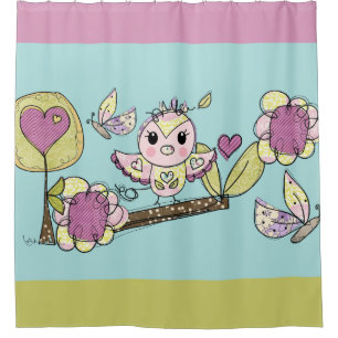 Pretty Owl, Flowers, Butterfly Summer Shower Curtain
