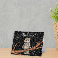 Pretty Owl on Branch Purple Necklace Stars Black