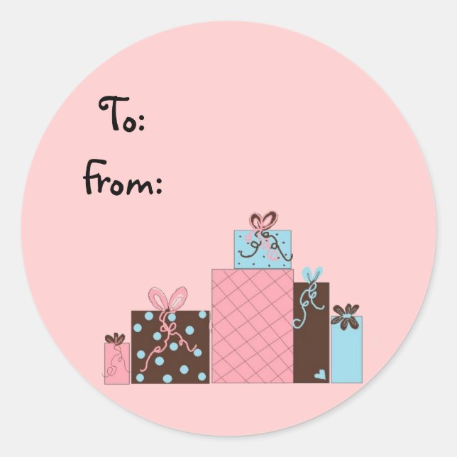 Pretty Packages Gifttag Classic Round Sticker (Front)