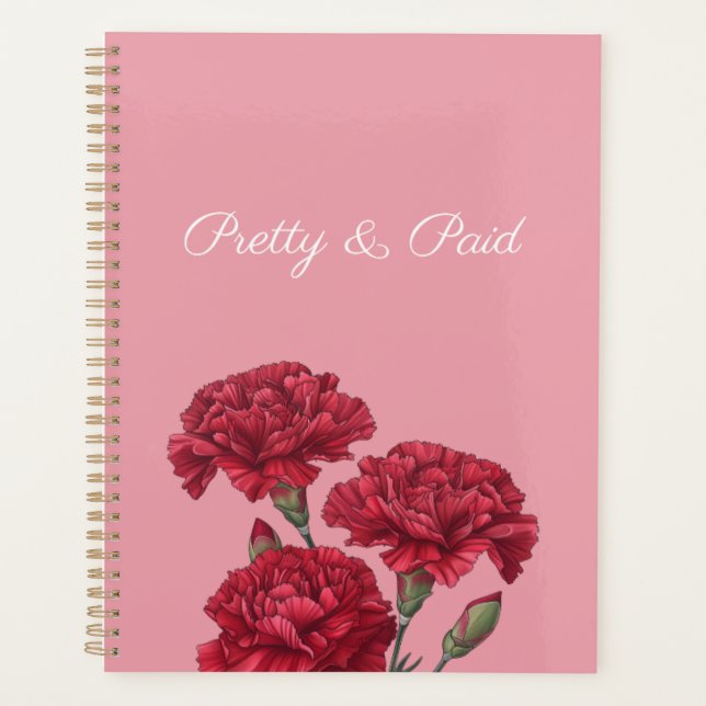 Pretty & Paid with Carnation Flowers Planner (Front)