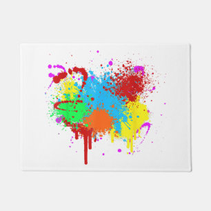 Pretty Paint Splatter Painting Abstract Art Paint  Doormat