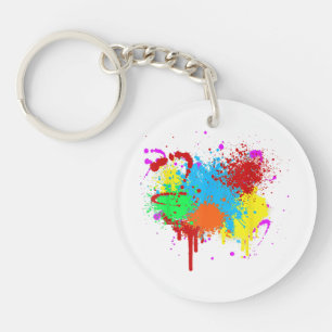 Pretty Paint Splatter Painting Abstract Art Paint  Key Ring