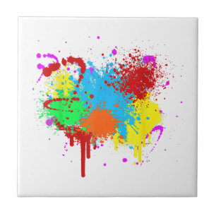 Pretty Paint Splatter Painting Abstract Art Paint Tile