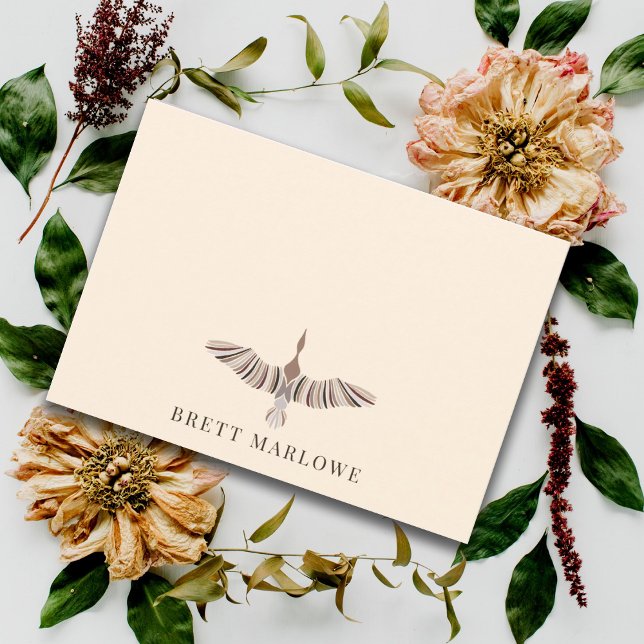 Pretty Painted Bird Cream Flat Note Card (Creator Uploaded)