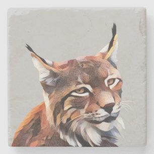 Pretty Painted Lynx Marble Coaster