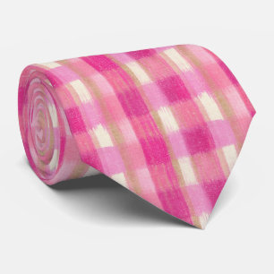 Pretty Painted Pink Plaid - Neck Tie