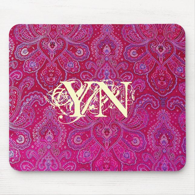 Pretty Paisely monogram Mouse Pad (Front)