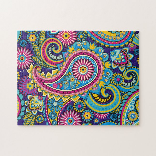 Pretty Paisley Colourful Floral Jigsaw Puzzle (Horizontal)