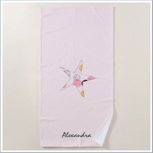 Pretty Pale Pink Abstract Starfish  Beach Towel