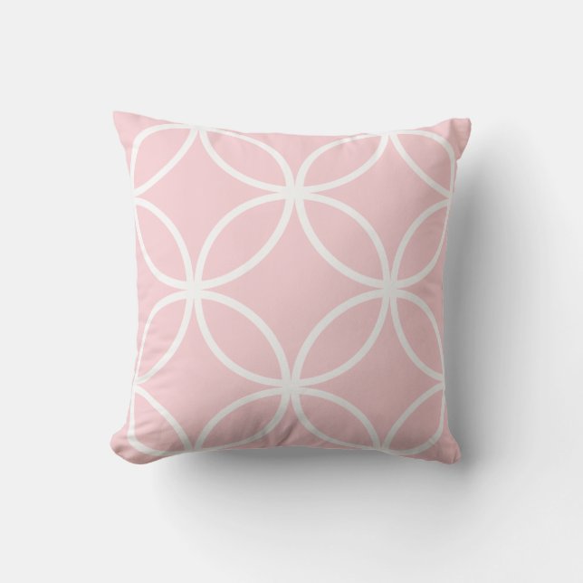 Pretty pale pink and white circles diamonds petals cushion (Front)