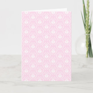 Pretty pale pink damask pattern with white. card