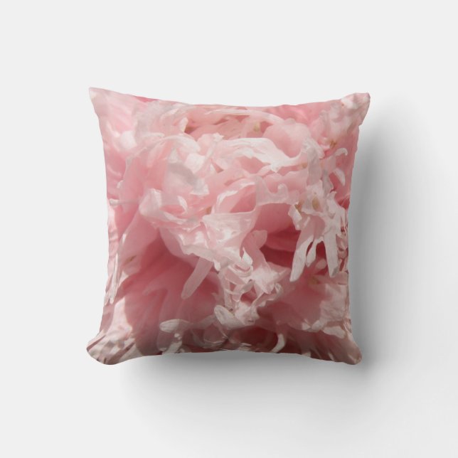 Pretty Pale Pink Poppy Pillow (Front)