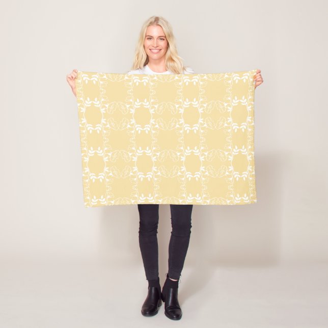 Pretty Pale Yellow Floral Pattern Blanket (In Situ)