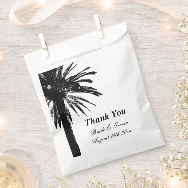 Pretty palm tree beach wedding party favour bags (Clipped)