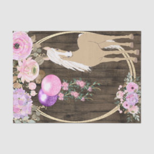 Pretty Palomino Horse and Flowers on Barnwood Tissue Paper