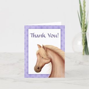 Pretty Palomino Horse Purple Thank You Card