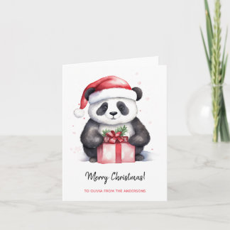 Pretty Panda Santa Merry Christmas Card