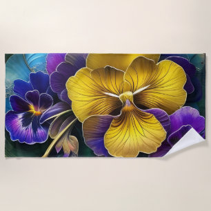 Pretty pansies art beach towel