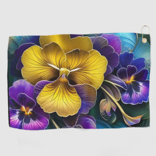 Pretty pansies art golf towel