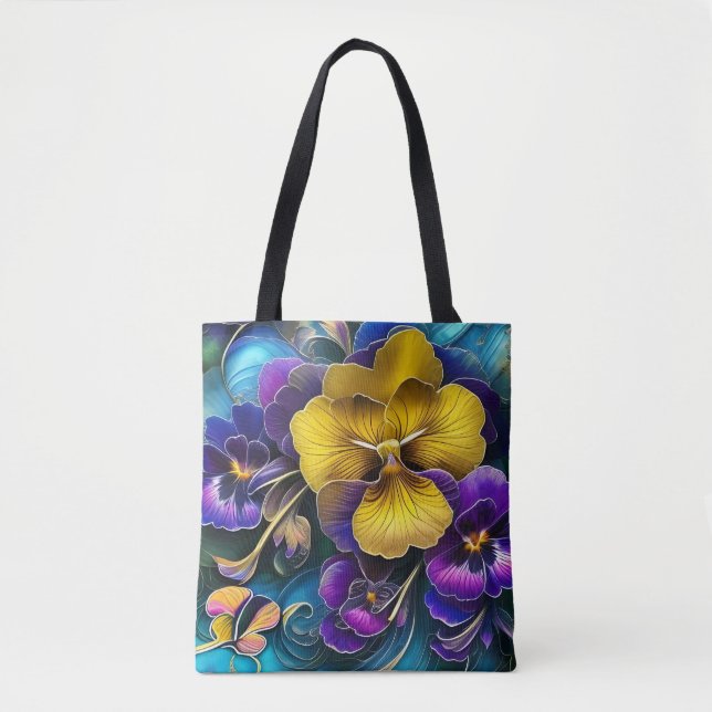Pretty pansies art tote bag (Front)