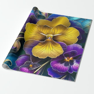 Pretty pansies art wrapping paper