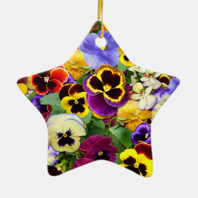Pretty Pansies Ceramic Tree Decoration (Back)