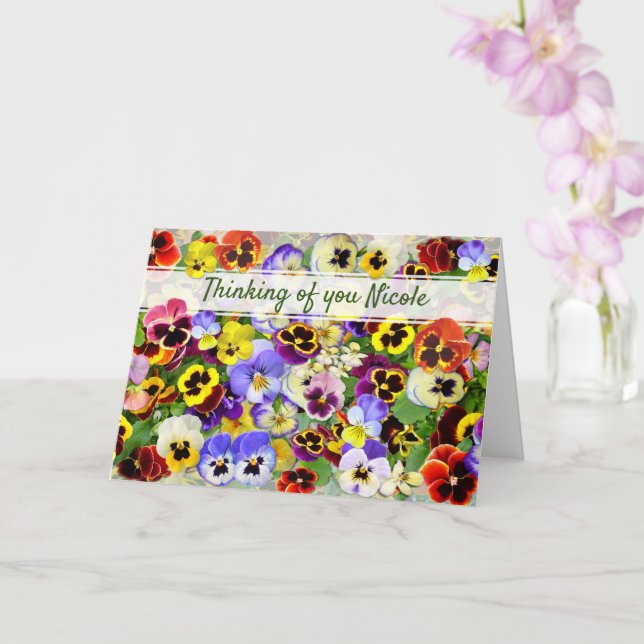 Pretty Pansies Get Well Wishes Card (Orchid)