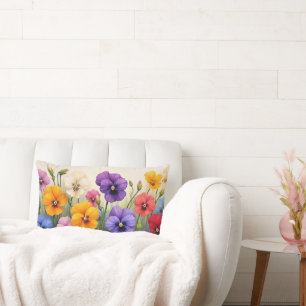 Pretty Pansies Lumbar Cushion