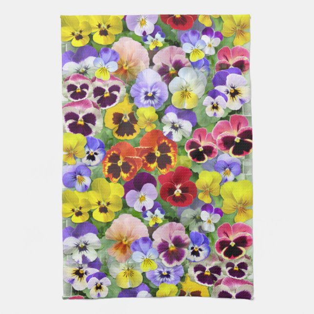 Pretty Pansies Tea Towel (Vertical)