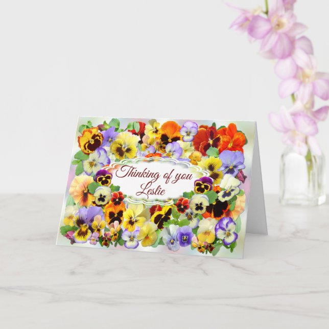 Pretty Pansies Thinking of You Card (Orchid)