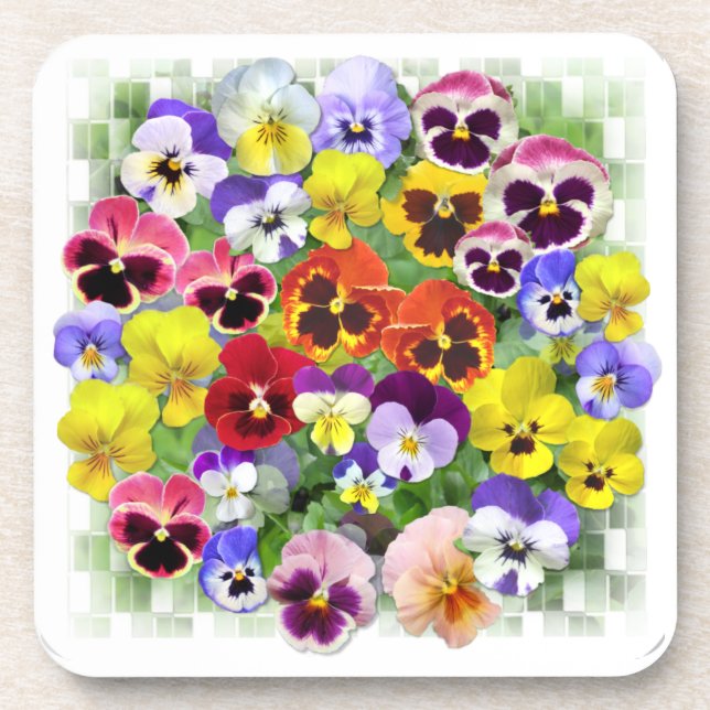 Pretty Pansy Arrangement  Coaster (Front)