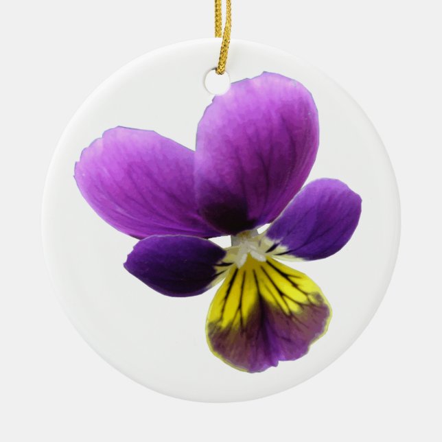 Pretty Pansy Custom Birthday Ceramic Tree Decoration (Front)