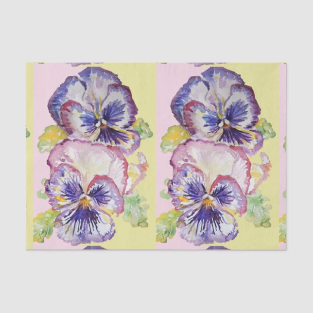 Pretty Pansy Flower Floral Pastel Pink Pattern Tissue Paper (Front)