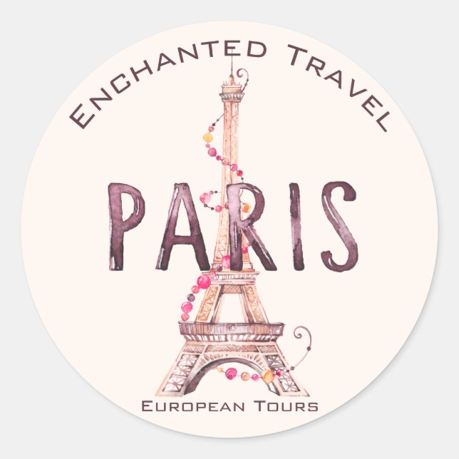 Pretty Paris/European Travel Marketing/Packaging Classic Round Sticker (Front)