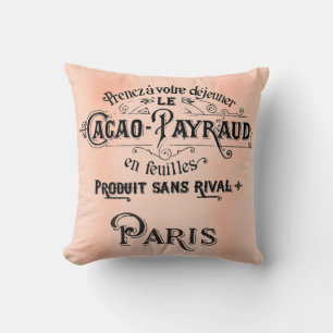 Pretty Paris French Antique Art Pillow Cacao