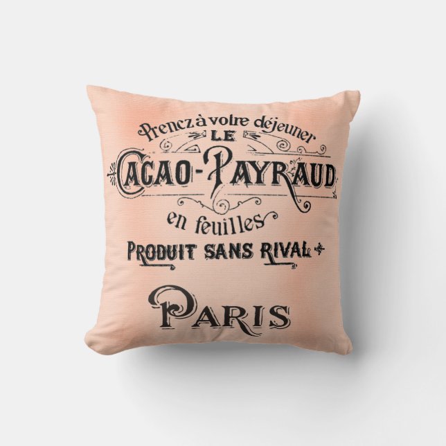 Pretty Paris French Antique Art Pillow Cacao (Front)