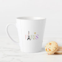 Pretty Paris Text & Eiffel Tower Latte Coffee Mug