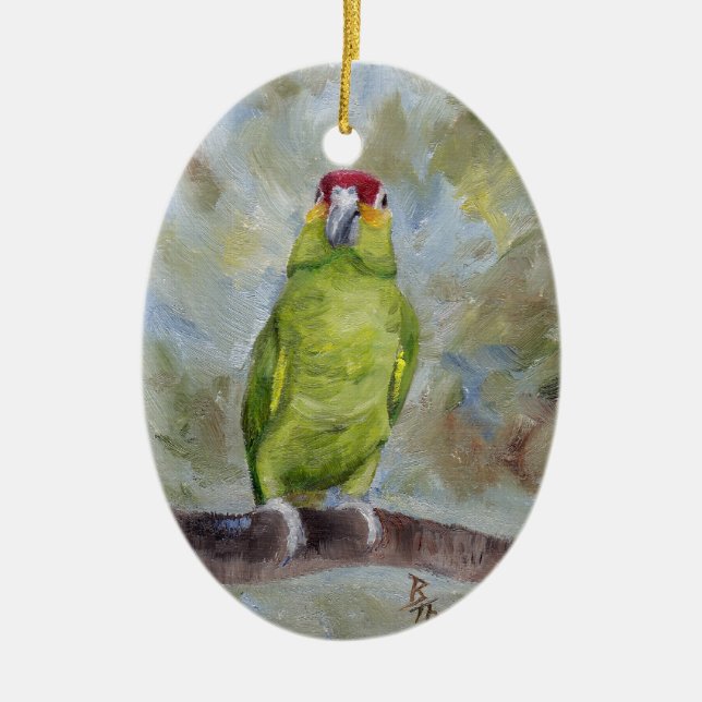 Pretty Parrot II Ceramic Tree Decoration (Front)