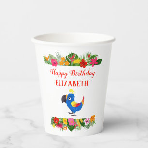 Pretty Parrot Tropical Birthday Paper Cups