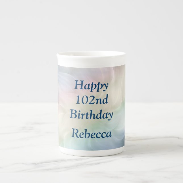 Pretty Pastel 102nd Birthday design Bone China Mug (Front)