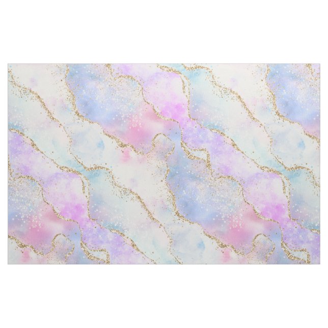 Pretty Pastel Agate | Gold Glitter Vein Watercolor Fabric (Yard)
