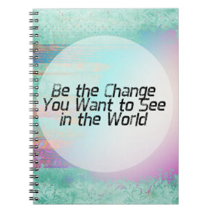 Pretty Pastel Be the Change Inspirational Quote Spiral Notebook