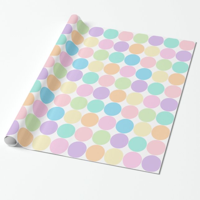 Pretty Pastel Big Dots Pattern Wrapping Paper (Unrolled)
