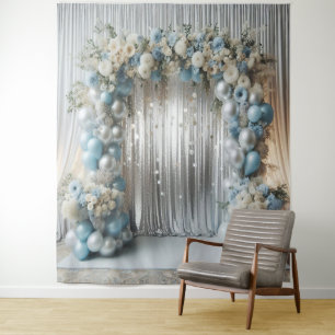 Pretty Pastel Blue Balloon Arch Hanging Tapestry
