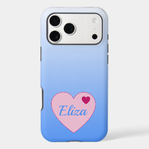 Pretty pastel Blue Ombre and Pink Heart