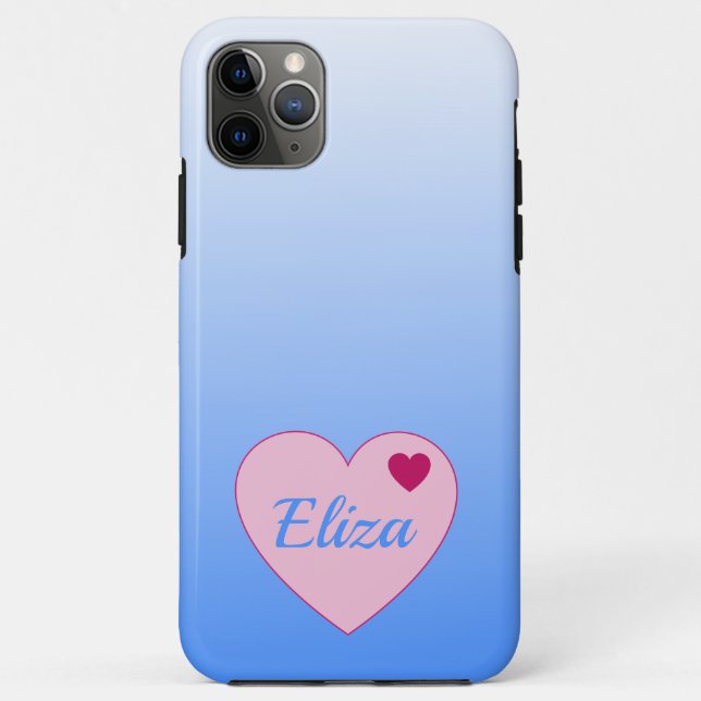 Pretty pastel Blue Ombre and Pink Heart Case-Mate iPhone Case (Back)