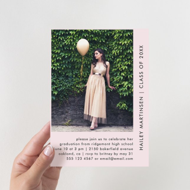 Pretty Pastel Blush Two Photo Graduation Party Invitation (Creator Uploaded)