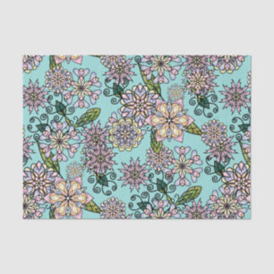 Pretty Pastel Boho Blossoms & Curlicues Pattern Tissue Paper