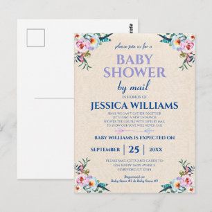 Pretty Pastel Boho Floral Baby Shower By Mail Postcard