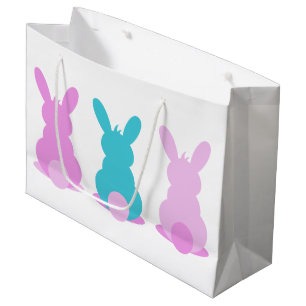 Pretty pastel bunny easter gift bag with name
